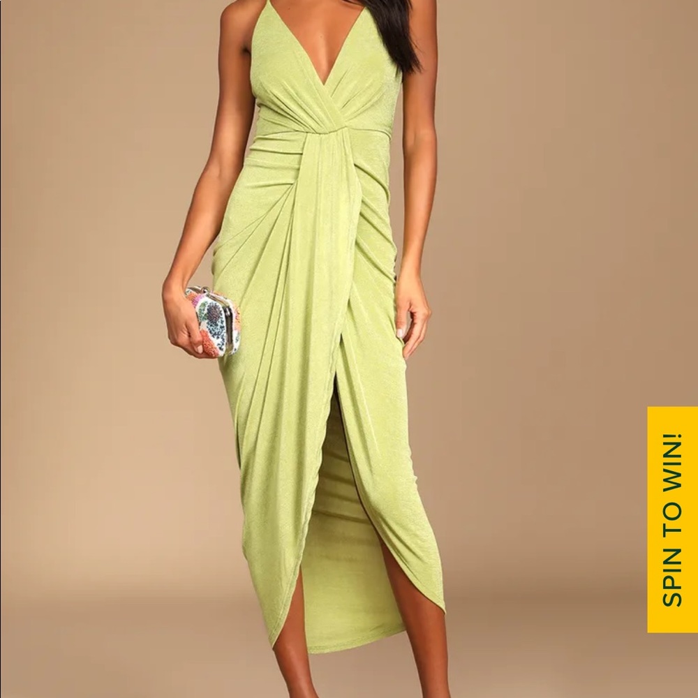NWT Dreamy Date Light Green Surplice Midi Dress from Lulus